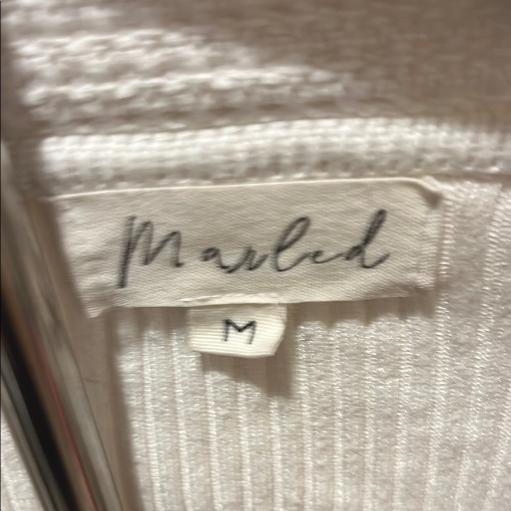 Marled White Ribbed Long Sleeve Top - Picture 2 of 7